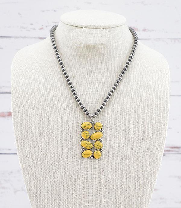 NECKLACES :: WESTERN TREND :: Wholesale Multi Shape Stone Pendant Necklace