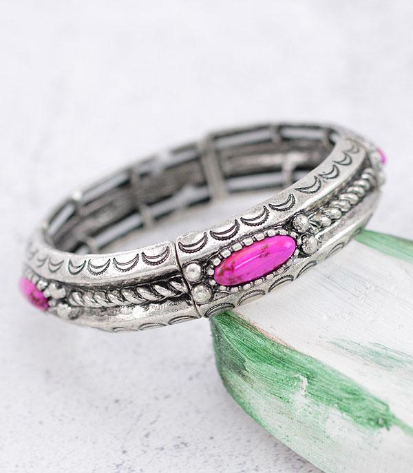 <font color=#FF6EC7>PINK COWGIRL</font> :: Wholesale Western Style Stretch Bangle Bracelet