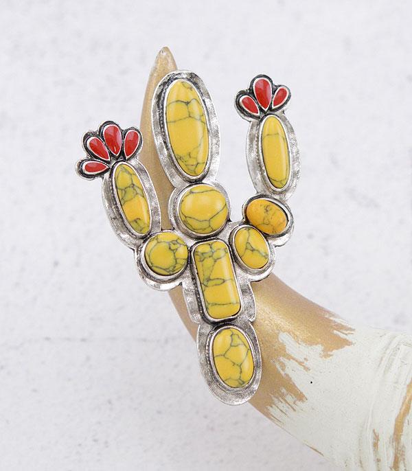 RINGS :: Wholesale Western Semi Stone Cactus Ring