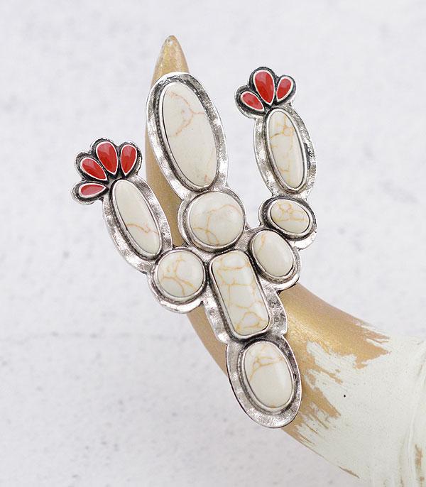 RINGS :: Wholesale Western Semi Stone Cactus Ring