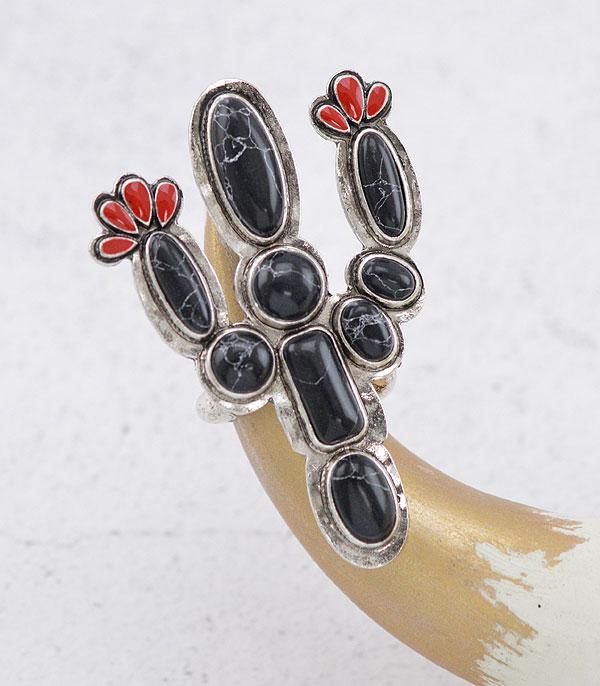 RINGS :: Wholesale Western Semi Stone Cactus Ring