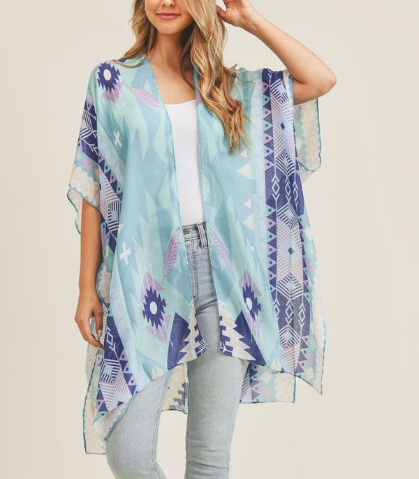 KIMONO I SCARVES :: KIMONO / PONCHO :: Wholesale Boho Aztec Print Kimono