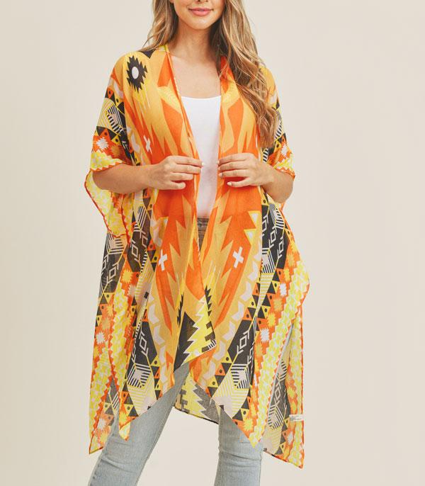 KIMONO I SCARVES :: KIMONO / PONCHO :: Wholesale Boho Aztec Print Kimono