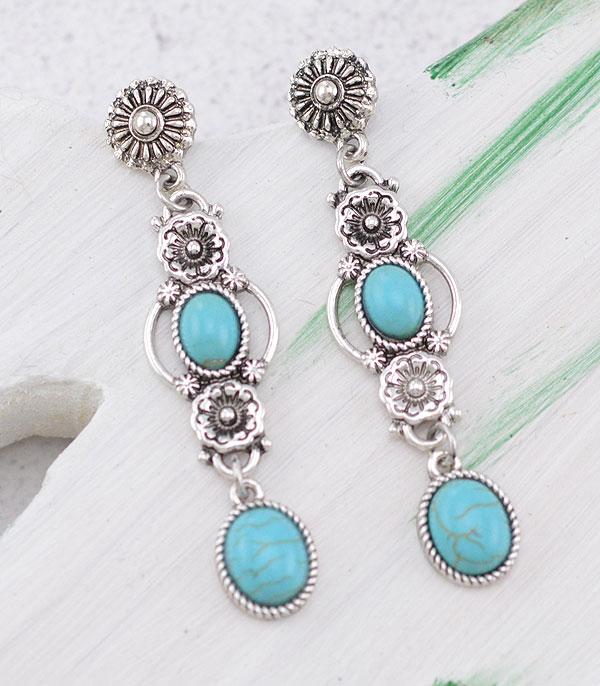 EARRINGS :: WESTERN POST EARRINGS :: Wholesale Western Style Turquoise Drop Earrings