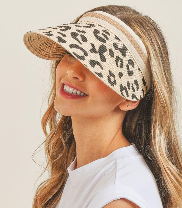 HATS I HAIR ACC :: VISOR I SOLID :: Wholesale Leopard Print Straw Summer Visor