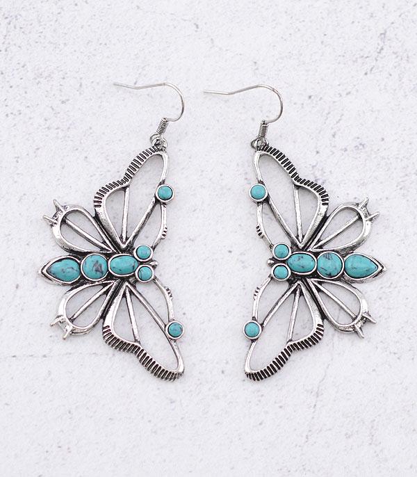 New Arrival :: Wholesale Turquoise Stone Butterfly Earrings