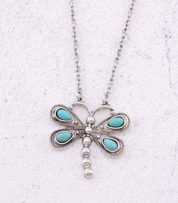 New Arrival :: Wholesale Western Turquoise Dragonfly Necklace