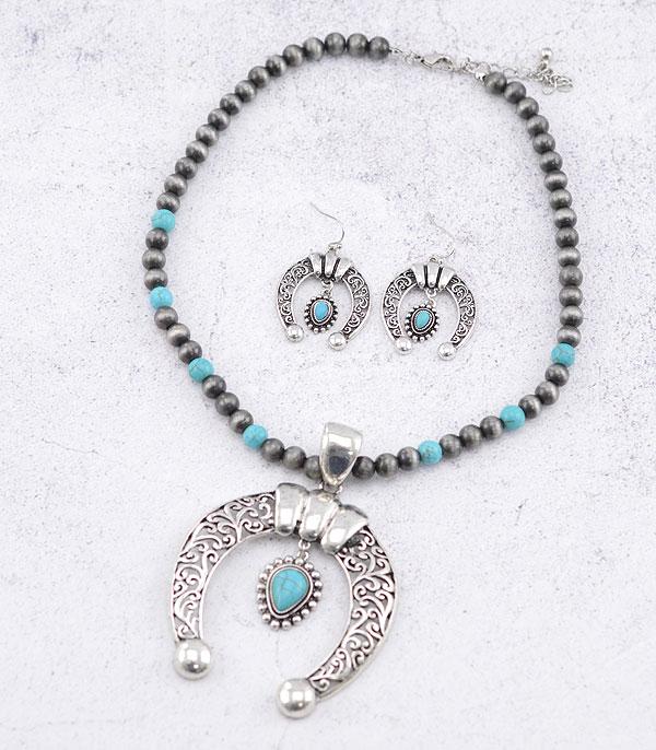 <font color=Turquoise>TURQUOISE JEWELRY</font> :: Wholesale Western Squash Blossom Necklace Set