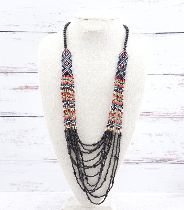 New Arrival :: Wholesale Western Aztec Seed Bead Necklace