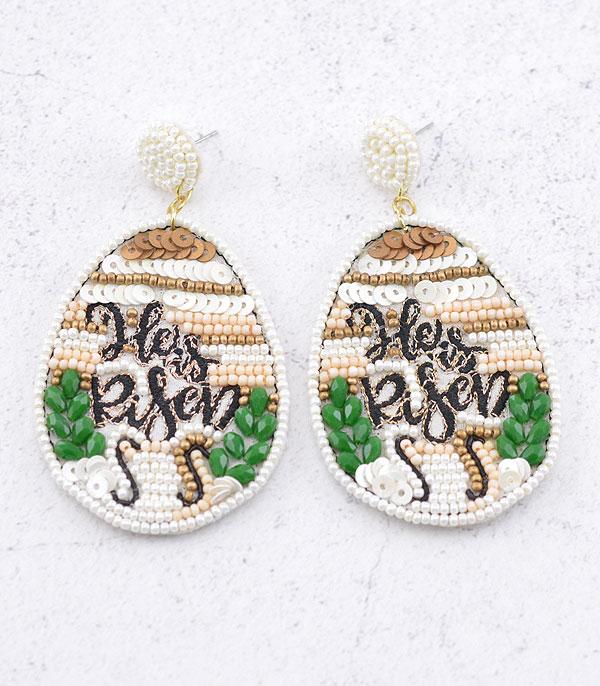 <font color=green>SPRING</font> :: Wholesale Seed Bead Easter Egg Earrings