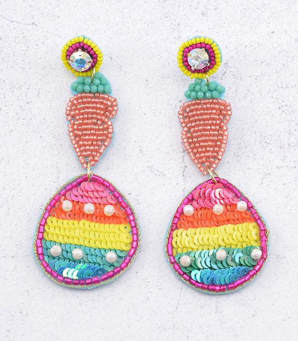 <font color=green>SPRING</font> :: Wholesale Seed Bead Easter Egg Earrings