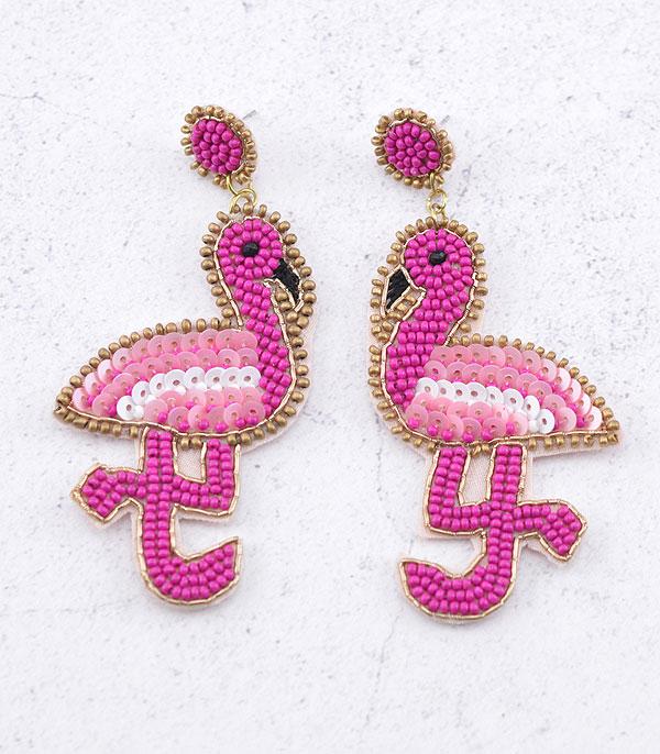 BRACELETS :: BANGLE :: Wholesale Seed Bead Flamingo Earrings