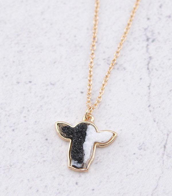 New Arrival :: Wholesale Farm Animal Druzy Cow Necklace
