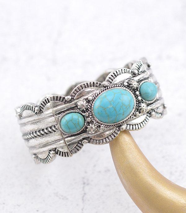 BRACELETS :: STRETCH :: Wholesale Western Turquoise Semi Stone Bracelet