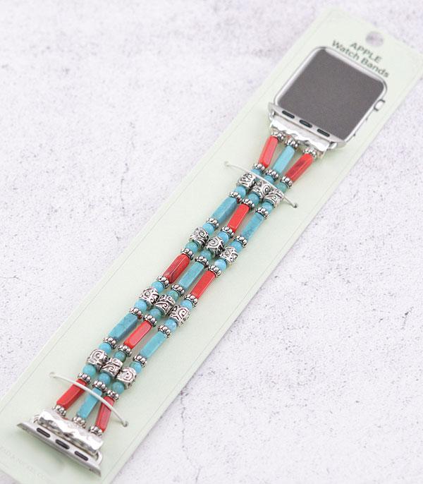 <font color=BLUE>WATCH BAND/ GIFT ITEMS</font> :: SMART WATCH BAND :: Wholesale Western Turquoise Semi Stone Watch Band