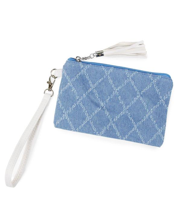 HANDBAGS :: WALLETS | SMALL ACCESSORIES :: Wholesale Denim Wristlet 