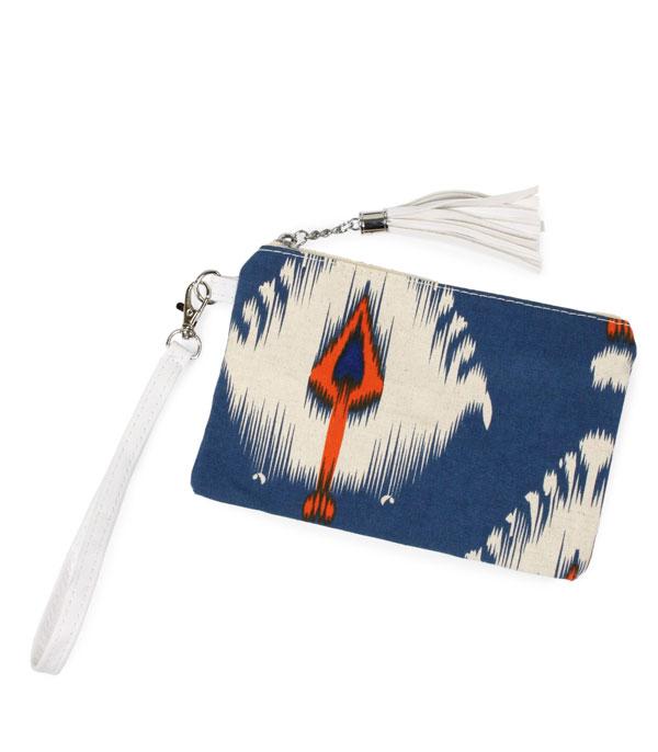 <font color=black>SALE ITEMS</font> :: HANDBAGS | TRAVEL :: Wholesale Boho Ikat Print Wristlet
