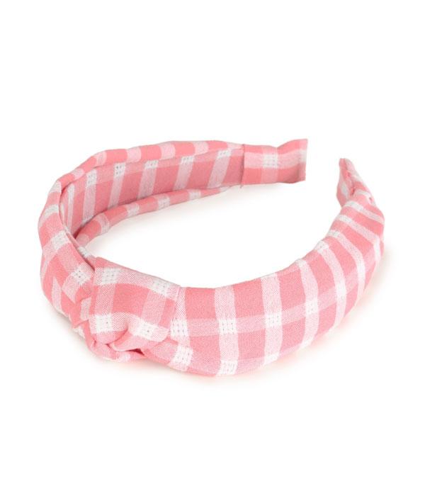 HATS I HAIR ACC :: HAIR ACCESSORIES :: Wholesale Plaid Print Top Knot Headband