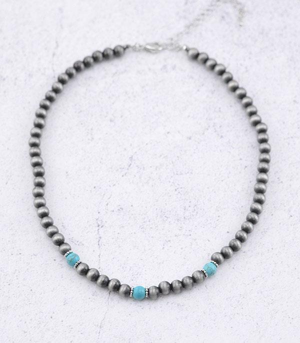 New Arrival :: Wholesale Turquoise Navajo Pearl Bead Necklace