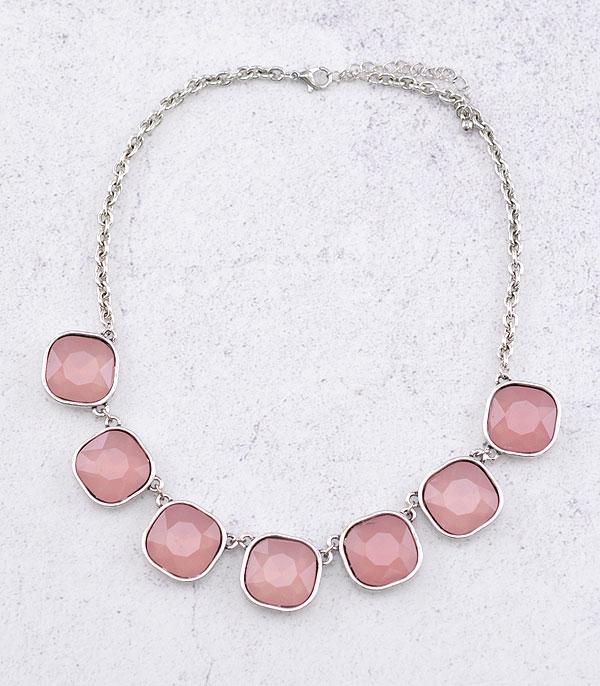 NECKLACES :: TRENDY :: Wholesale Glass Stone Collar Necklace