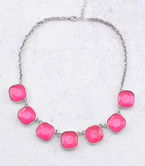 NECKLACES :: TRENDY :: Wholesale Glass Stone Collar Necklace