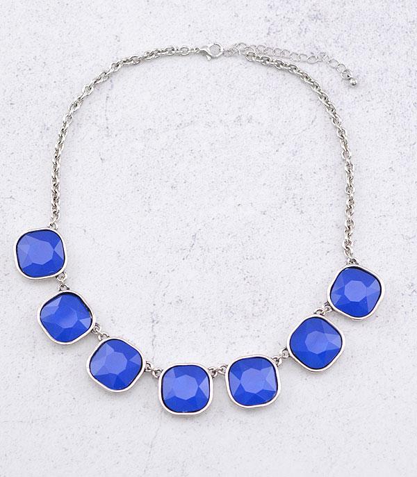 <font color=RED>RED,WHITE, AND BLUE</font> :: Wholesale Glass Stone Collar Necklace