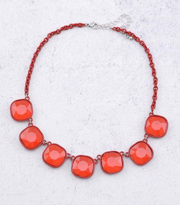 NECKLACES :: TRENDY :: Wholesale Glass Stone Collar Necklace