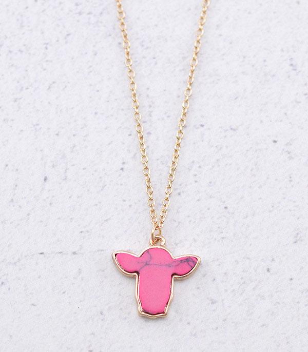 New Arrival :: Wholesale Western Semi Stone Cow Necklace