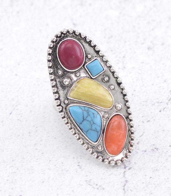 RINGS :: Wholesale Western Multi Color Semi Stone Ring