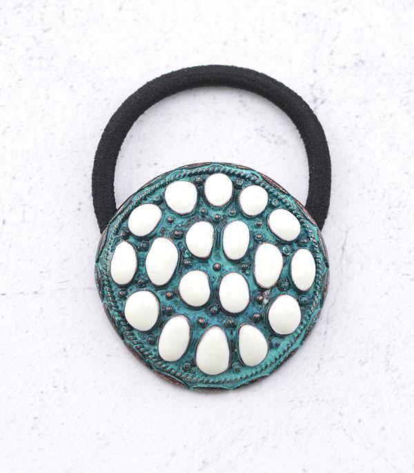 HATS I HAIR ACC :: HAIR ACCESSORIES :: Wholesale Western Semi Stone Epoxy Hair Tie