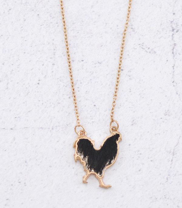 NECKLACES :: CHAIN WITH PENDANT :: Wholesale Farm Animal Chicken Cowhide Necklace