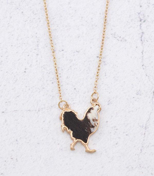 NECKLACES :: CHAIN WITH PENDANT :: Wholesale Farm Animal Chicken Cowhide Necklace