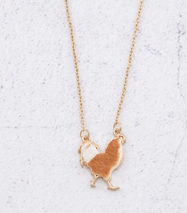 NECKLACES :: CHAIN WITH PENDANT :: Wholesale Farm Animal Chicken Cowhide Necklace