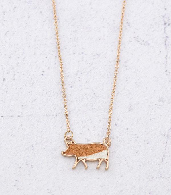 <font color=black>SALE ITEMS</font> :: JEWELRY :: Necklaces :: Wholesale Farm Animal Pig Pendant Necklace