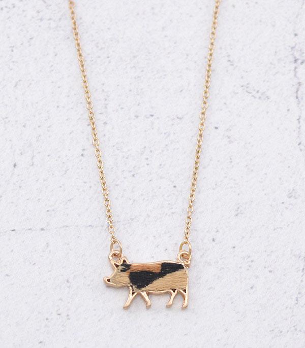 <font color=black>SALE ITEMS</font> :: JEWELRY :: Necklaces :: Wholesale Farm Animal Pig Pendant Necklace