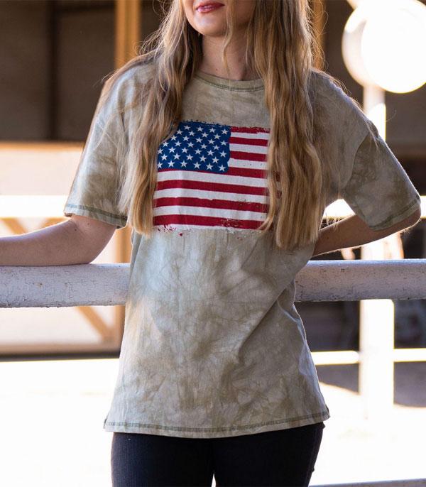 GRAPHIC TEES :: GRAPHIC TEES :: Wholesale Western Vintage Wash US Flag Tshirt Pack