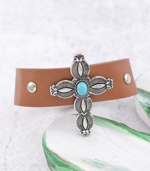 BRACELETS :: LINK :: Wholesale Western Turquoise Cross Bracelet