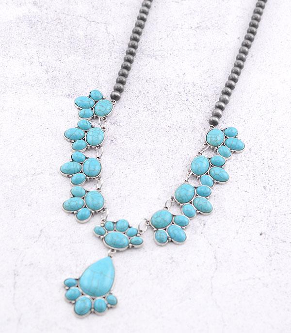 NECKLACES :: WESTERN LONG NECKLACES :: Wholesale Western Turquoise Semi Stone Necklace