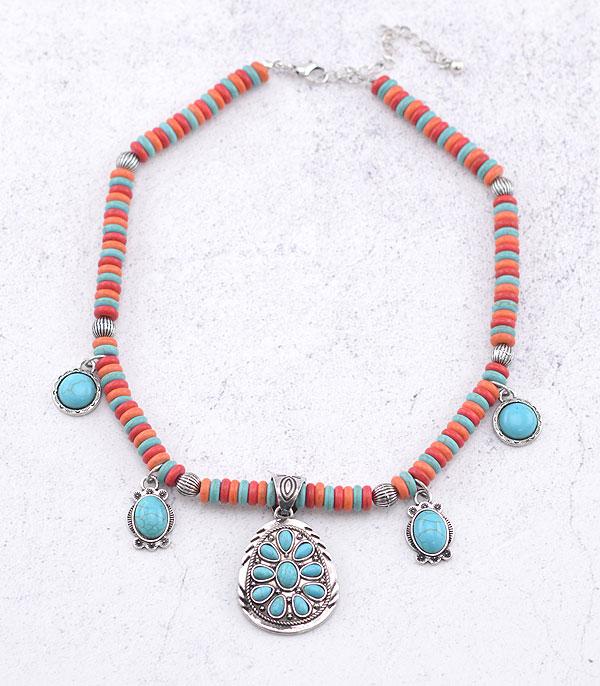 New Arrival :: Wholesale Western Turquoise Cluster Necklace