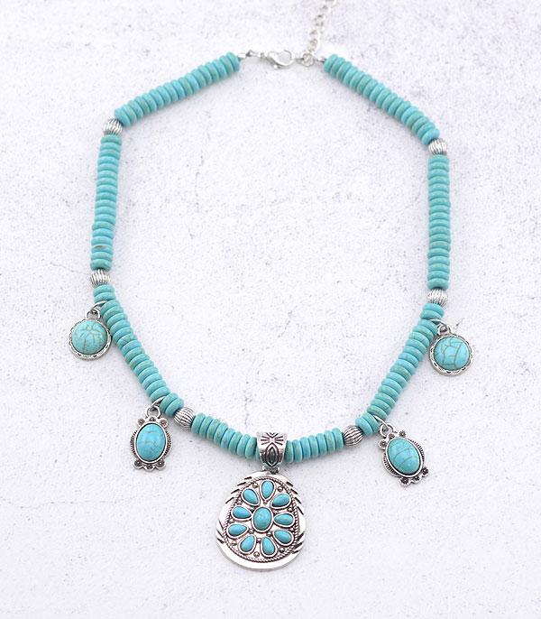 New Arrival :: Wholesale Western Turquoise Cluster Necklace