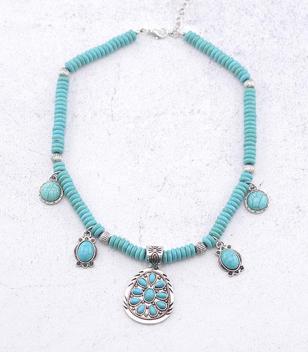 NECKLACES :: WESTERN TREND :: Wholesale Western Turquoise Cluster Necklace