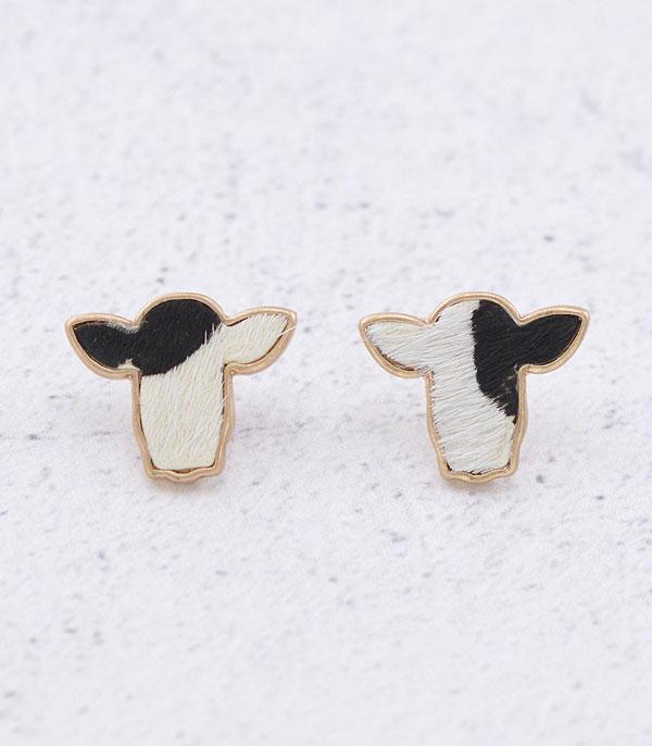 New Arrival :: Wholesale Cowhide Leather Cow Stud Earrings