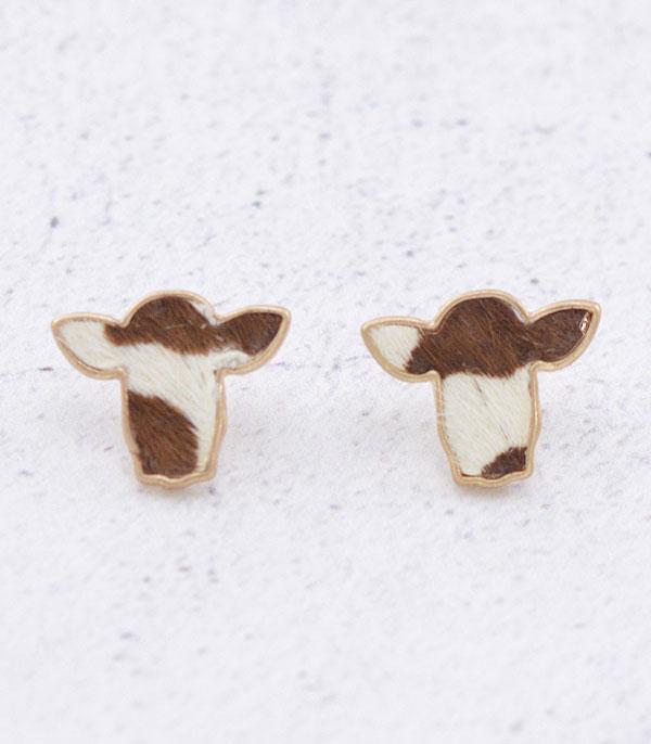 New Arrival :: Wholesale Cowhide Leather Cow Stud Earrings
