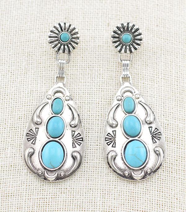 EARRINGS :: WESTERN POST EARRINGS :: Wholesale Western Turquoise Concho Earrings