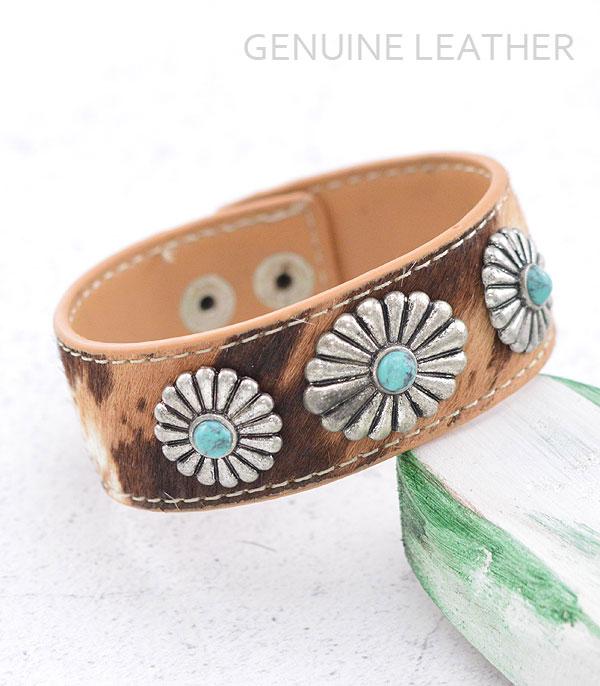 BRACELETS :: LINK :: Wholesale Cowhide Leather Concho Bracelet