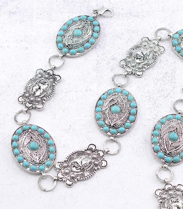 BELTS :: Wholesale Western Turquoise Concho Belt