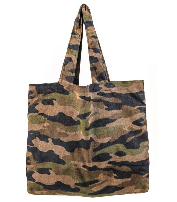 HANDBAGS :: FASHION :: Wholesale Corduroy Camo Print Everyday Tote