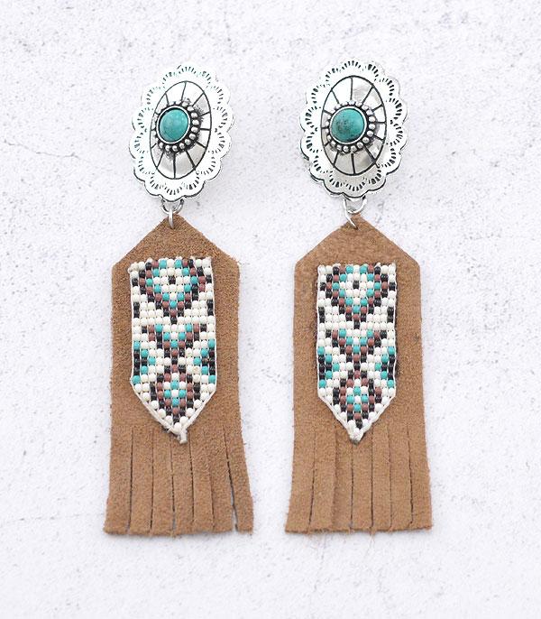 New Arrival :: Wholesale Western Aztec Beaded Fringe Earrings