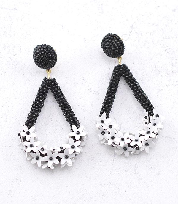 EARRINGS :: TRENDY EARRINGS :: Wholesale Seed Bead Flower Teardrop Earrings