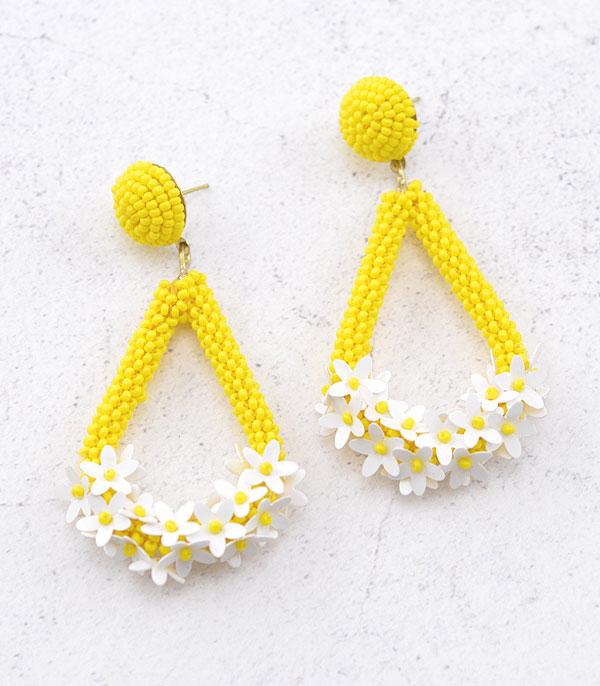 EARRINGS :: TRENDY EARRINGS :: Wholesale Seed Bead Flower Teardrop Earrings